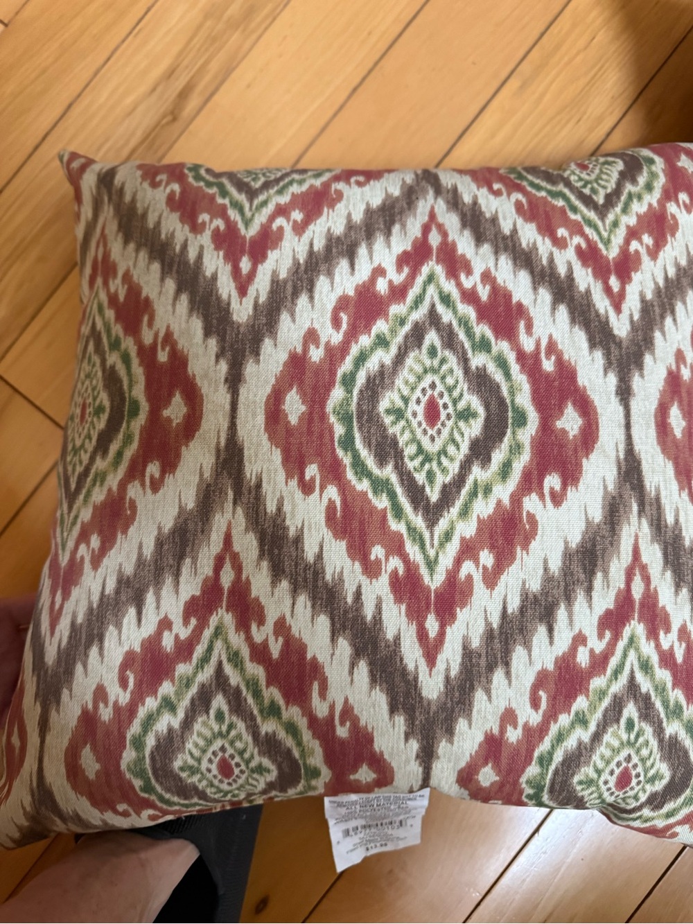 Ikat-Style Accent Pillow in Rust, Green & Taupe Lowe’s